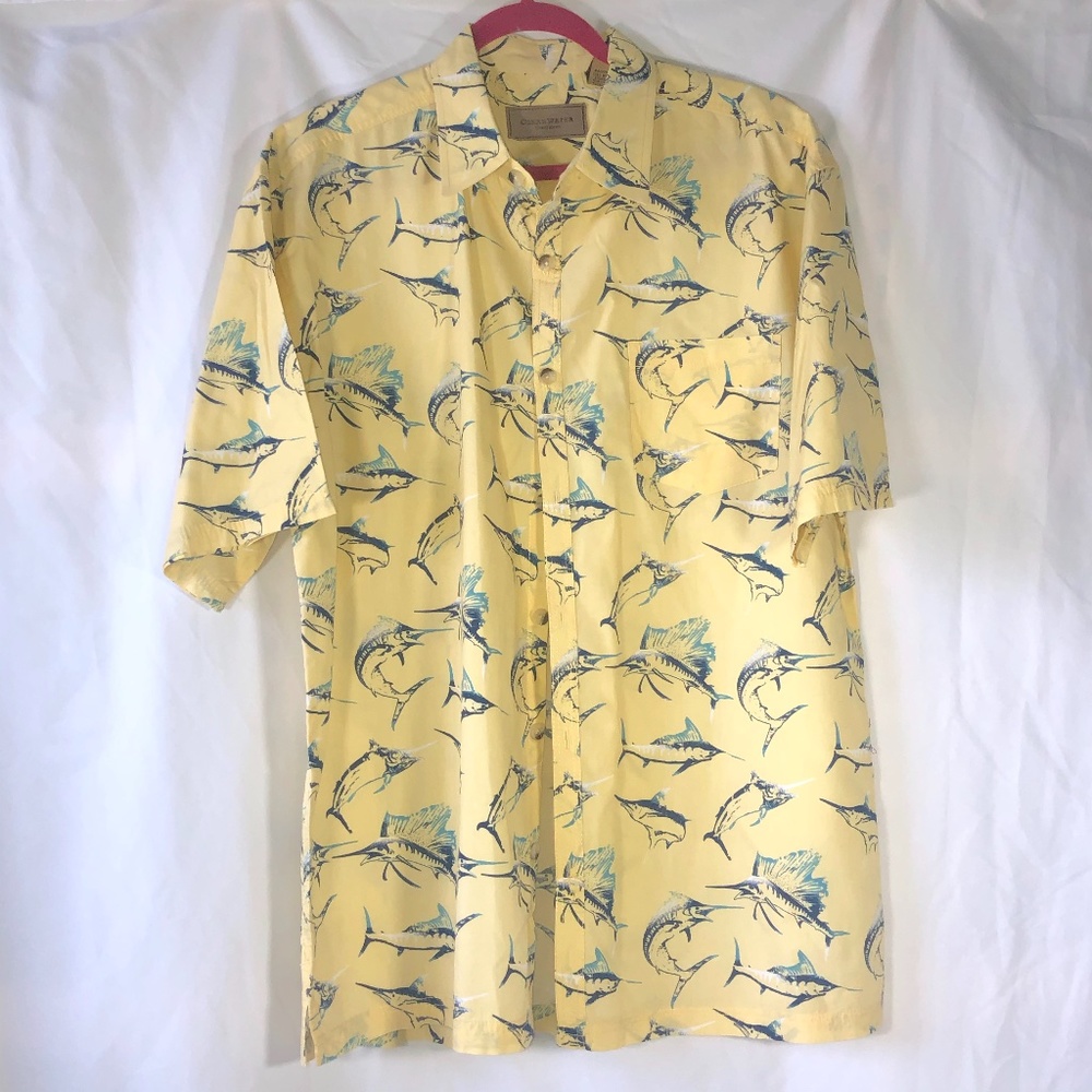 Yellow Swordfish Marlin Sunfish Button Down Shirt
